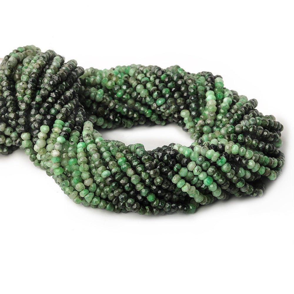 3mm Shaded Brazilian Emerald faceted rondelle beads 13 inch 143 pieces - The Bead Traders