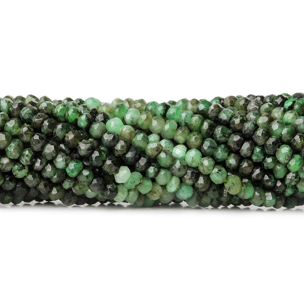 3mm Shaded Brazilian Emerald faceted rondelle beads 13 inch 143 pieces - The Bead Traders