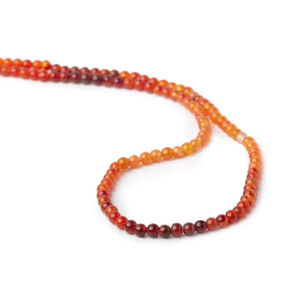 3mm Shaded Carnelian Round Beads, 14 inch - The Bead Traders