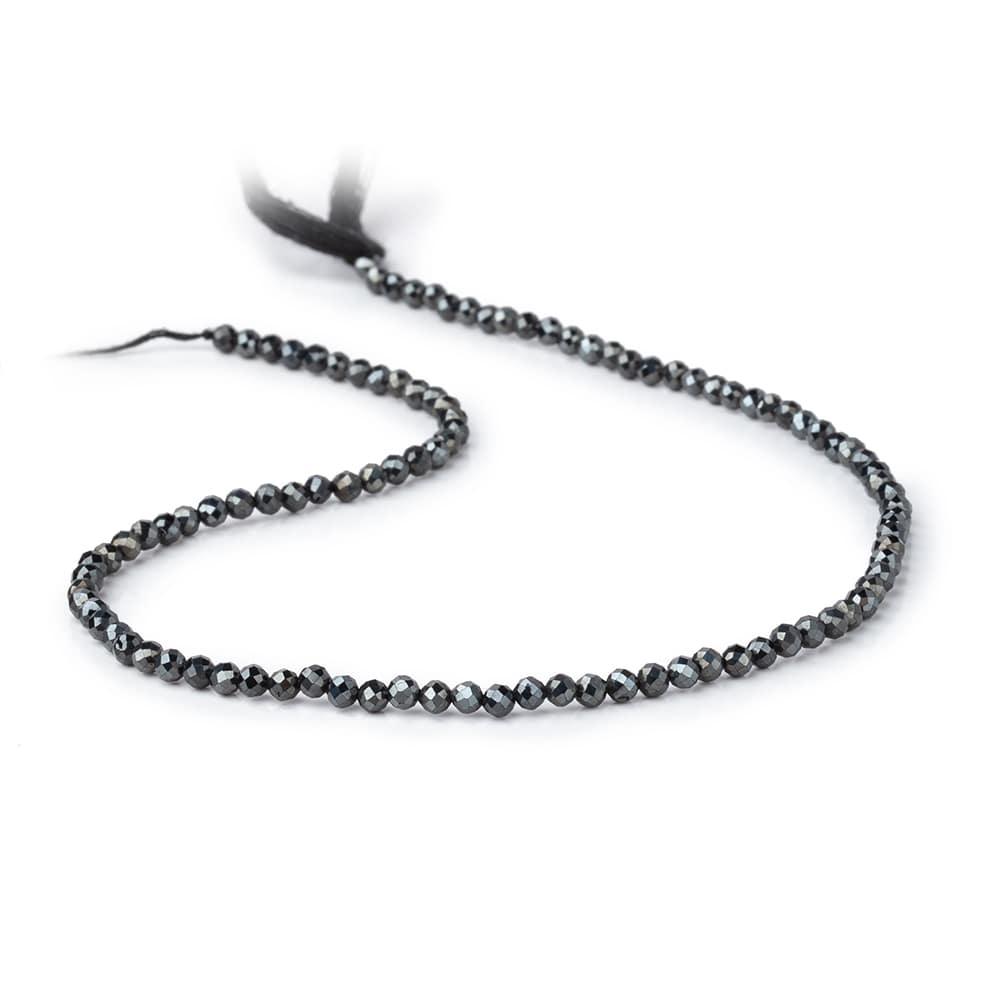 3mm Silver Metallic Black Spinel Microfaceted Rounds 128 beads - The Bead Traders
