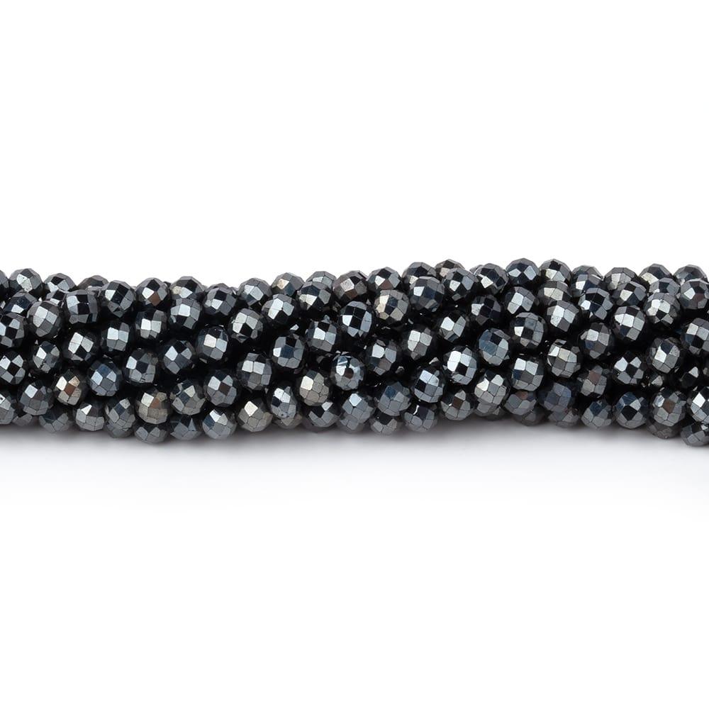 Black Spinel Seed Beads Faceted Round, approx 2mm dia (GB14400-2MM) 