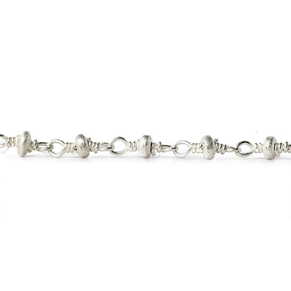 3mm Silver plated Brushed Rondelle Silver plated Chain by the foot - The Bead Traders