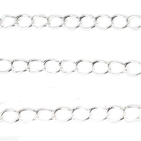 3mm Silver plated Curb Link Chain by the foot - Lot - The Bead Traders