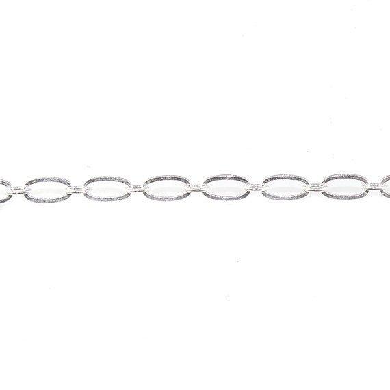 3mm Silver plated Drawn Oval & Link Chain by the Foot - The Bead Traders
