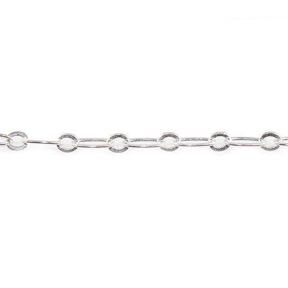 3mm Silver plated Drawn Oval & Link Chain by the Foot - The Bead Traders