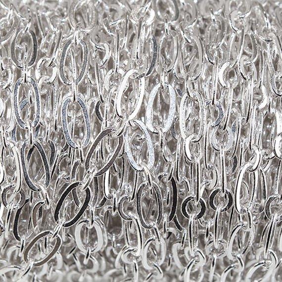 3mm Silver plated Drawn Oval & Link Chain by the Foot - The Bead Traders