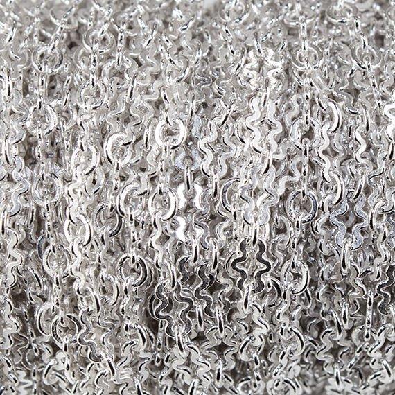 3mm Silver plated Fancy Cross Link Chain by the Foot - The Bead Traders