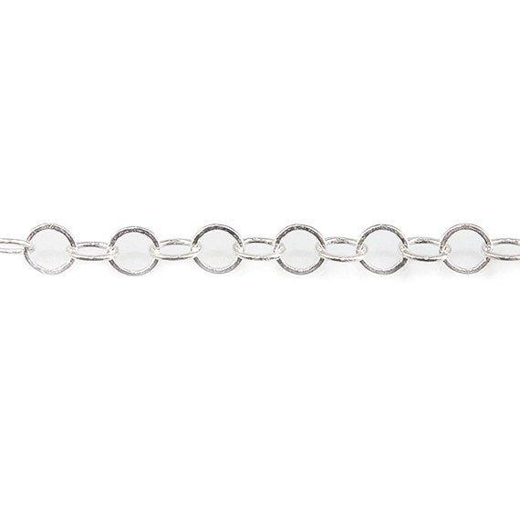 3mm Silver plated Flat Round Link Chain by the Foot - The Bead Traders