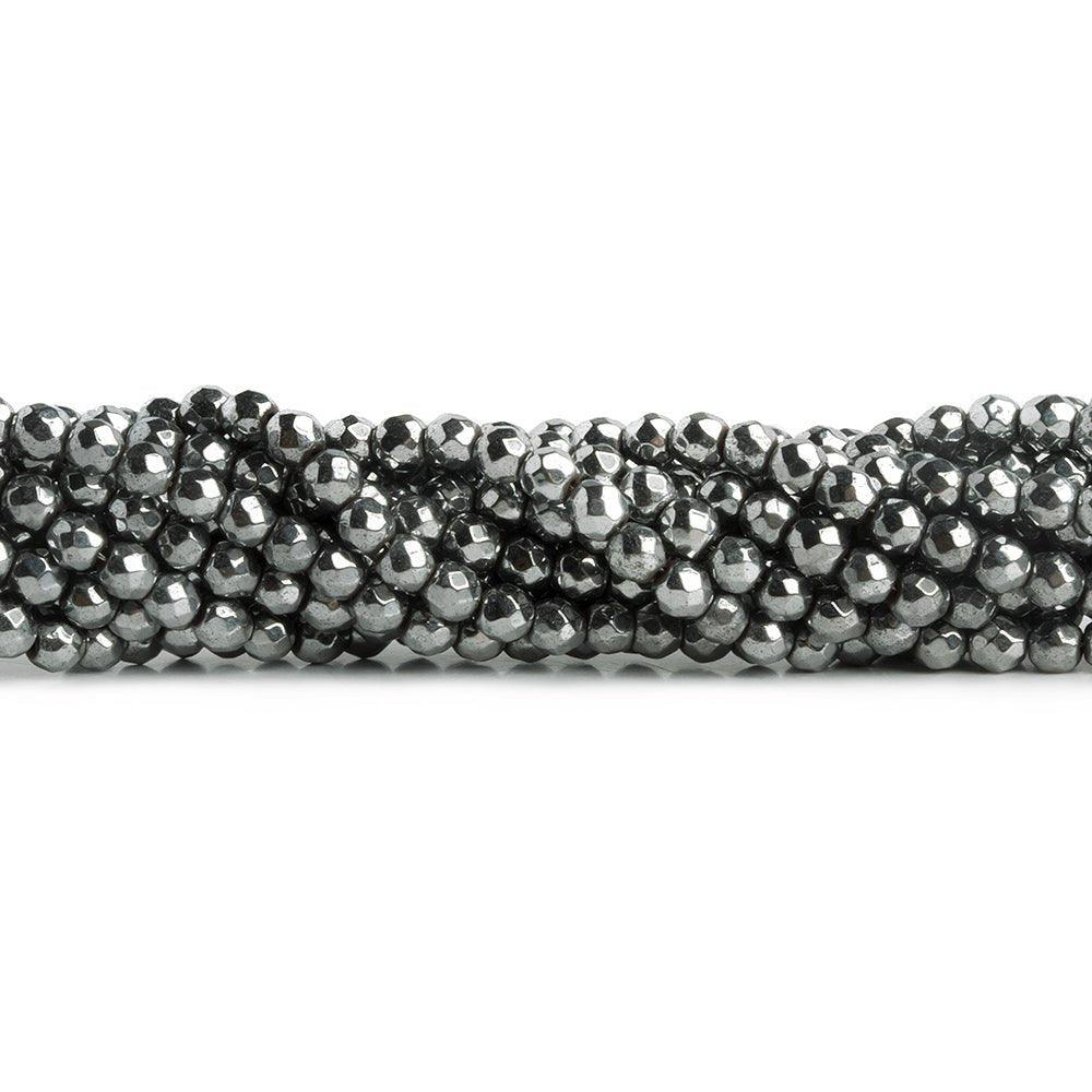 3mm Silver Plated Magnetic Hematite Faceted Round Beads 16 inch 130 pieces - The Bead Traders