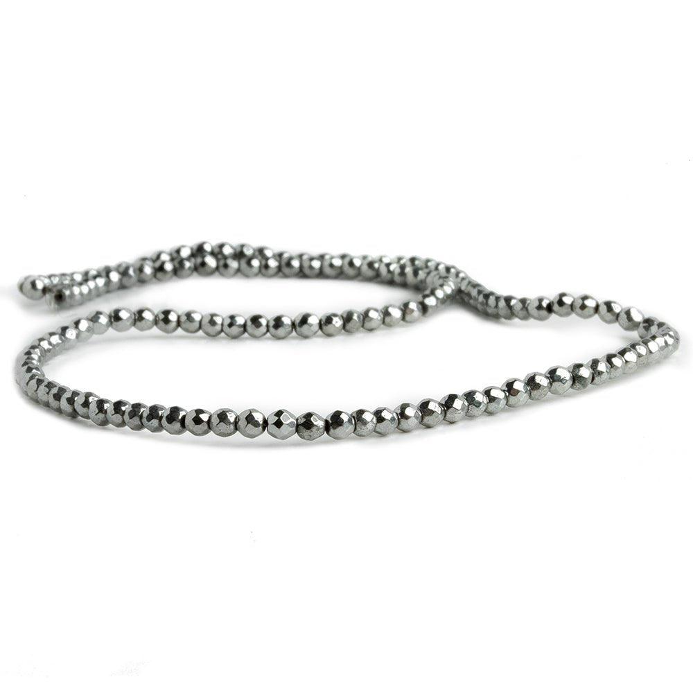 3mm Silver Plated Magnetic Hematite Faceted Round Beads 16 inch 130 pieces - The Bead Traders