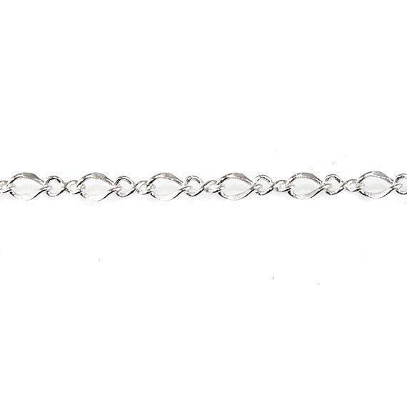 3mm Silver plated Oval and Twist Link Chain by the Foot - The Bead Traders