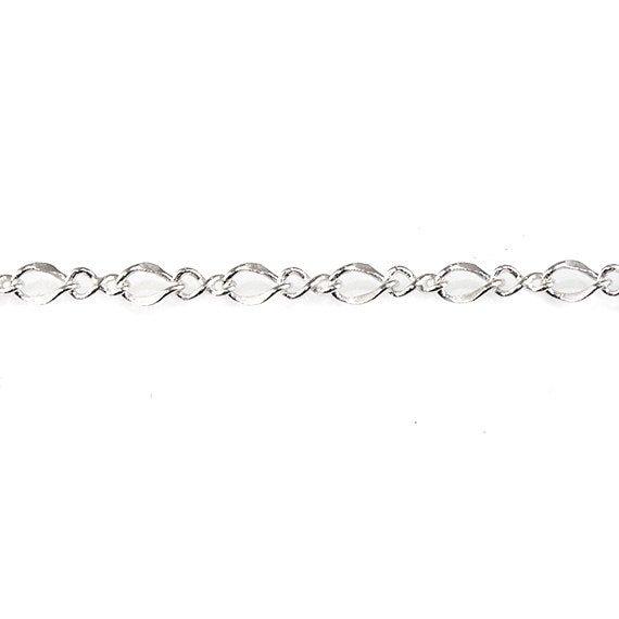3mm Silver plated Oval and Twist Link Chain by the Foot - The Bead Traders