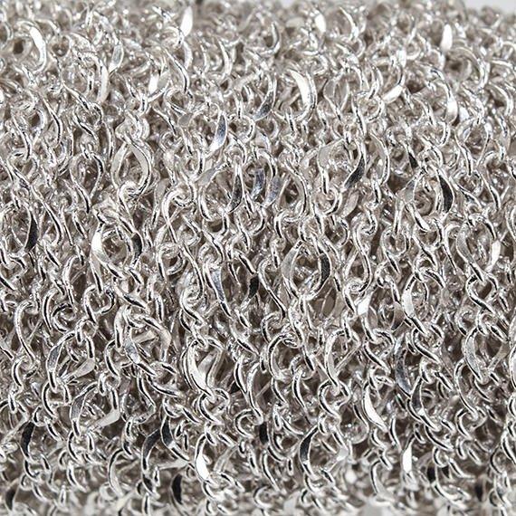 3mm Silver plated Oval and Twist Link Chain by the Foot - The Bead Traders