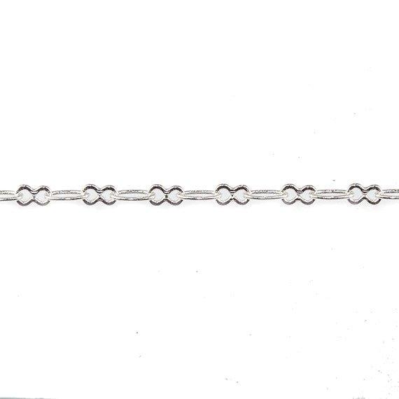 3mm Silver plated Roval and Bowtie Link Chain by the Foot - The Bead Traders
