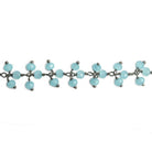 3mm Sky Blue Crystal rondelle Black Dangling Chain by the foot 97 beads - The Bead Traders