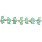 3mm Sky Blue Crystal rondelle Gold Dangling Chain by the foot 97 beads - The Bead Traders
