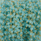 3mm Sky Blue Crystal rondelle Gold Dangling Chain by the foot 97 beads - The Bead Traders
