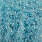 3mm Sky Blue Crystal rondelle Silver Dangling Chain by the foot 97 beads - The Bead Traders