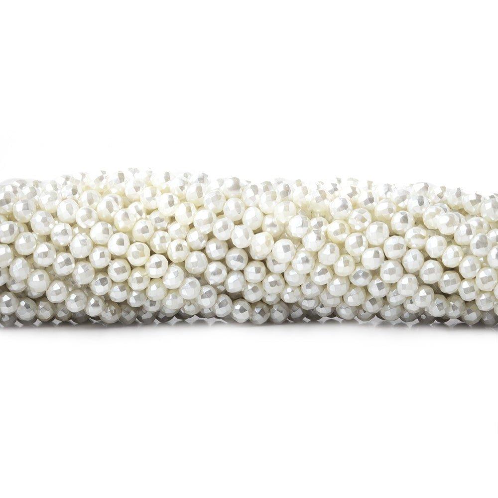 3mm Snow White Shell Pearl micro faceted round beads 13 inch 133 pieces - The Bead Traders