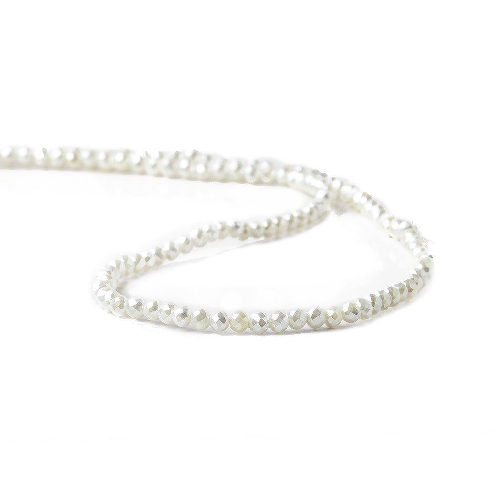3mm Snow White Shell Pearl micro faceted round beads 13 inch 133 pieces - The Bead Traders