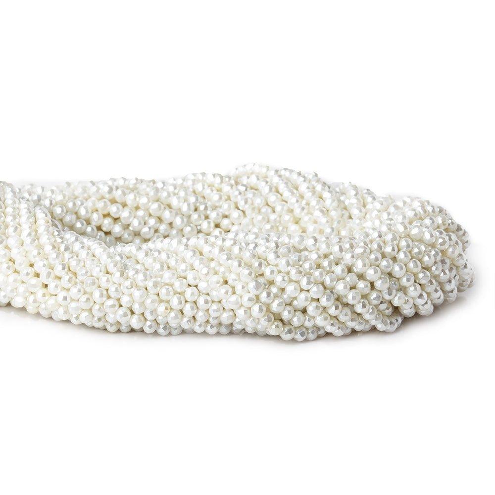 3mm Snow White Shell Pearl micro faceted round beads 13 inch 133 pieces - The Bead Traders
