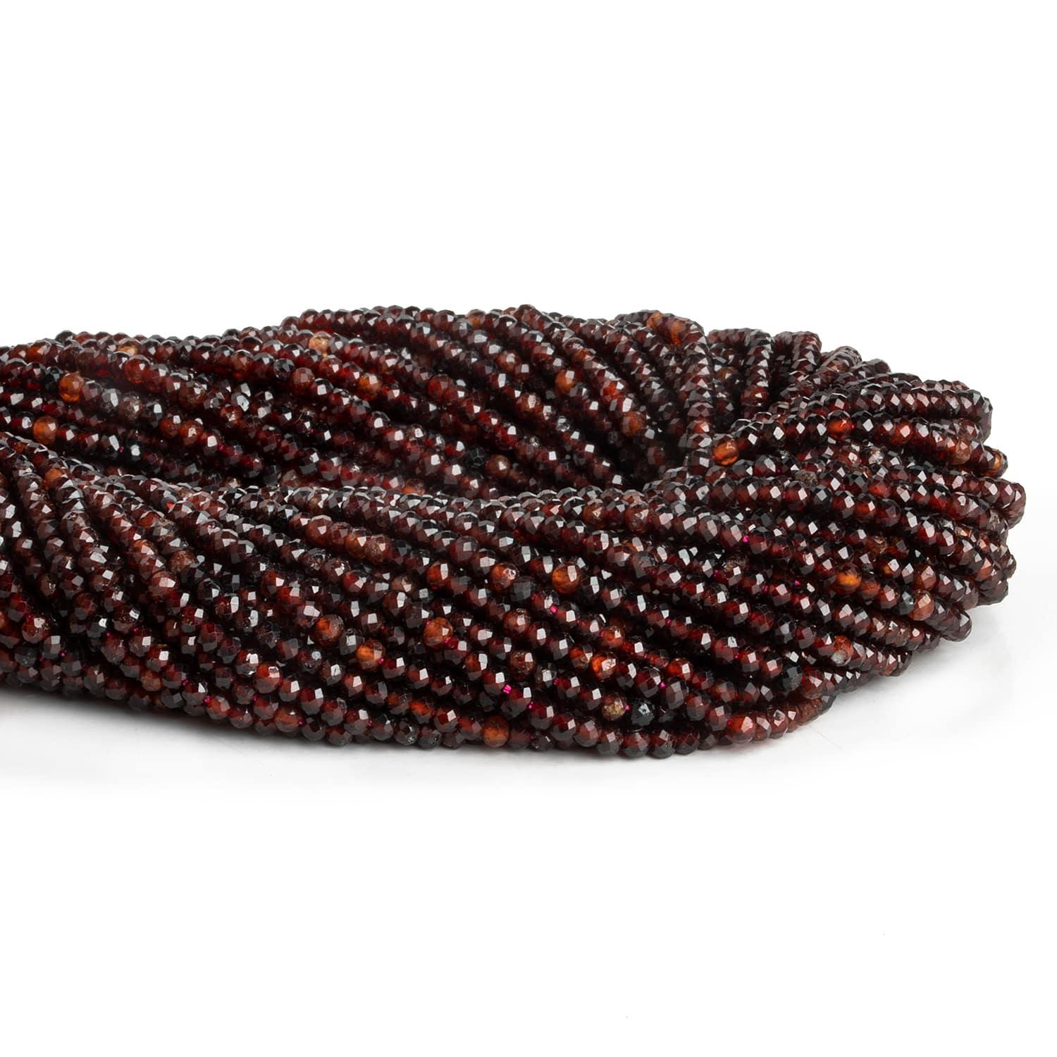 3mm Spessartite Garnet Microfaceted Rondelles 15 inch 150 beads - The Bead Traders