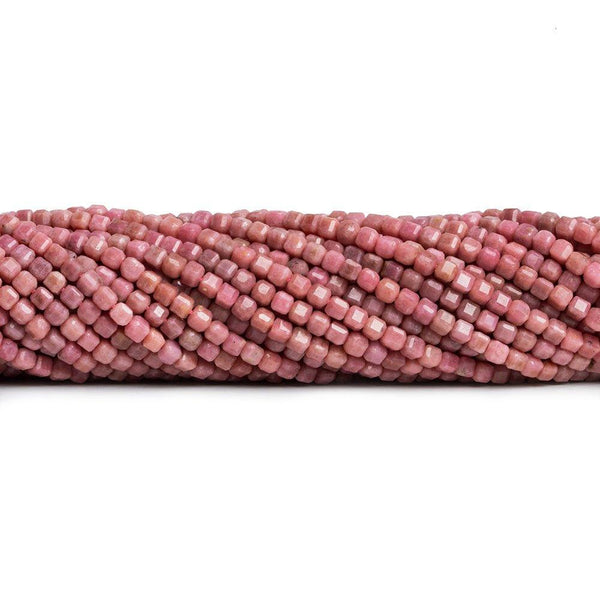 3mm Thulite Microfaceted Cubes 12 inch 100 pieces