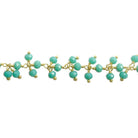 3mm Turquoise Crystal rondelle Gold Dangling Chain by the foot 97 beads - The Bead Traders