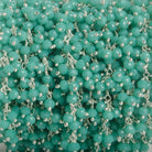 3mm Turquoise Crystal rondelle Silver Dangling Chain by the foot 97 beads - The Bead Traders