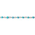3mm Turquoise Howlite Faceted Rondelle Black Gold plated Chain by the foot - The Bead Traders