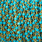 3mm Turquoise Howlite faceted rondelle Gold plated Chain by the foot 39 pieces - The Bead Traders