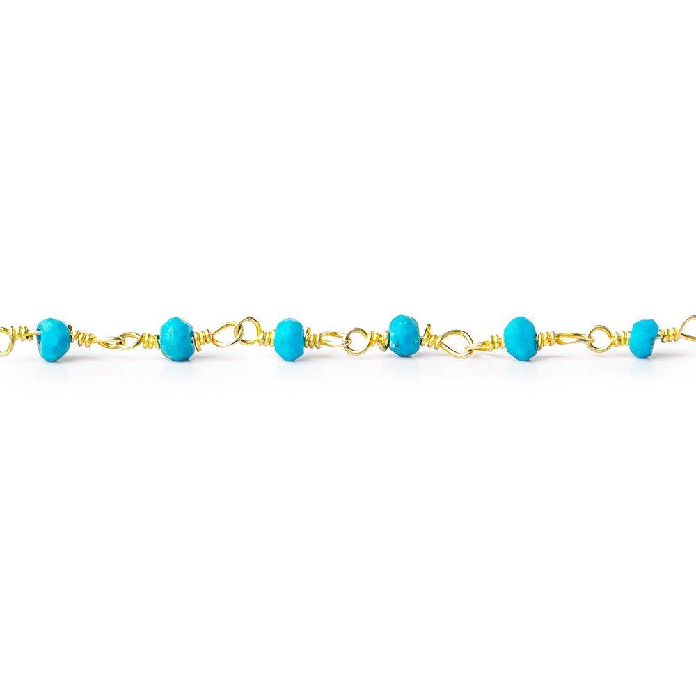 3mm Turquoise Howlite faceted rondelle Gold plated Chain by the foot 39 pieces - The Bead Traders