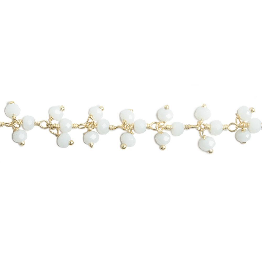 3mm White Crystal rondelle Gold Dangling Chain by the foot 97 beads - The Bead Traders