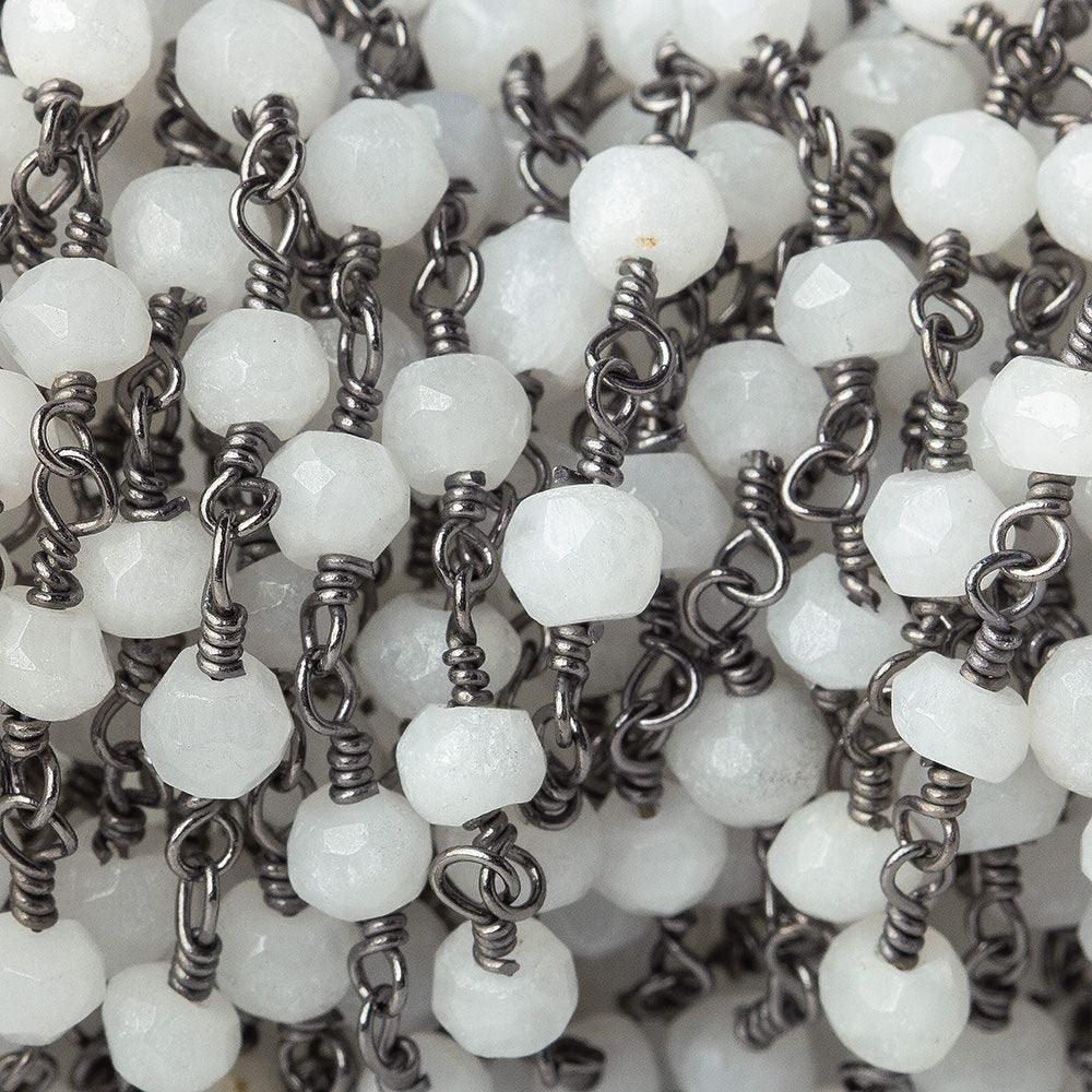 3mm White Howlite faceted rondelle Black Gold plated Chain by the foot 40 pcs - The Bead Traders
