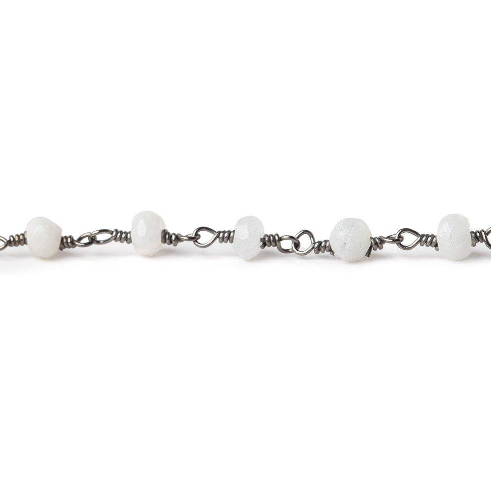 3mm White Howlite faceted rondelle Black Gold plated Chain by the foot 40 pcs - The Bead Traders