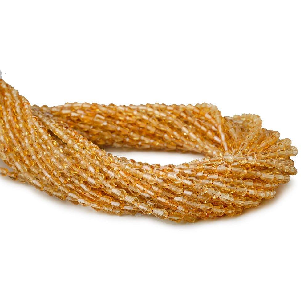 3x2-5x3mm Citrine Straight Drilled Faceted Tear Drops 14 inch 90 beads - The Bead Traders