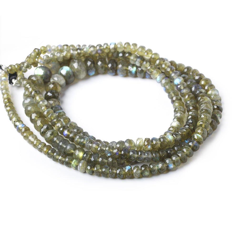 4 - 10mm Labradorite Faceted Rondelles 14 inch 127 Beads - The Bead Traders