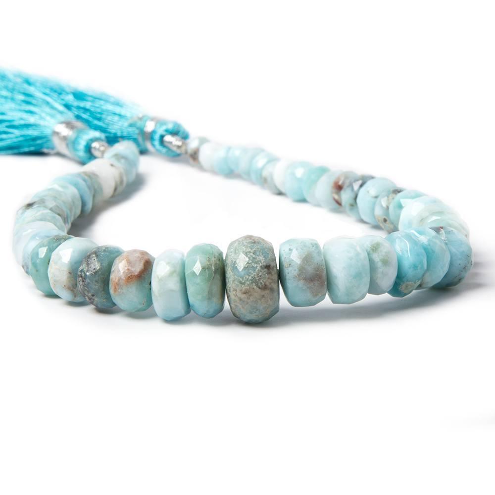 4-11.5mm Larimar faceted rondelle beads 8 inch 50 pieces - The Bead Traders