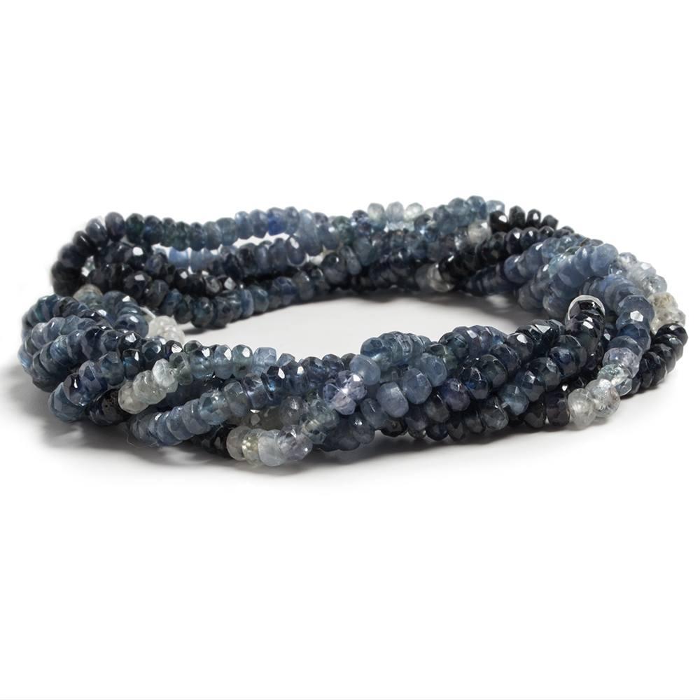 4-4.5 mm White & Blue Sapphire faceted rondelle beads 16 inch 220 pieces - The Bead Traders