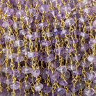 4-4.5mm Amethyst tumbled faceted rondelle Gold plated Chain by the foot 37 pieces - The Bead Traders