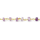 4-4.5mm Amethyst tumbled faceted rondelle Gold plated Chain by the foot 37 pieces - The Bead Traders