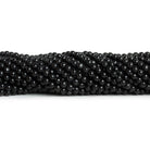 4-4.5mm Black Tourmaline Handcut Rounds 12 inch 75 beads - The Bead Traders