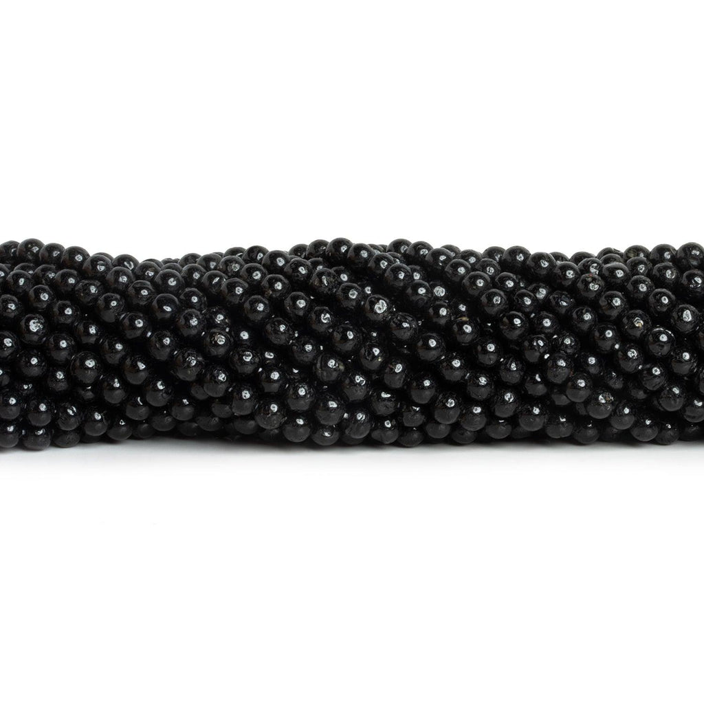 4-4.5mm Black Tourmaline Handcut Rounds 12 inch 75 beads - The Bead Traders