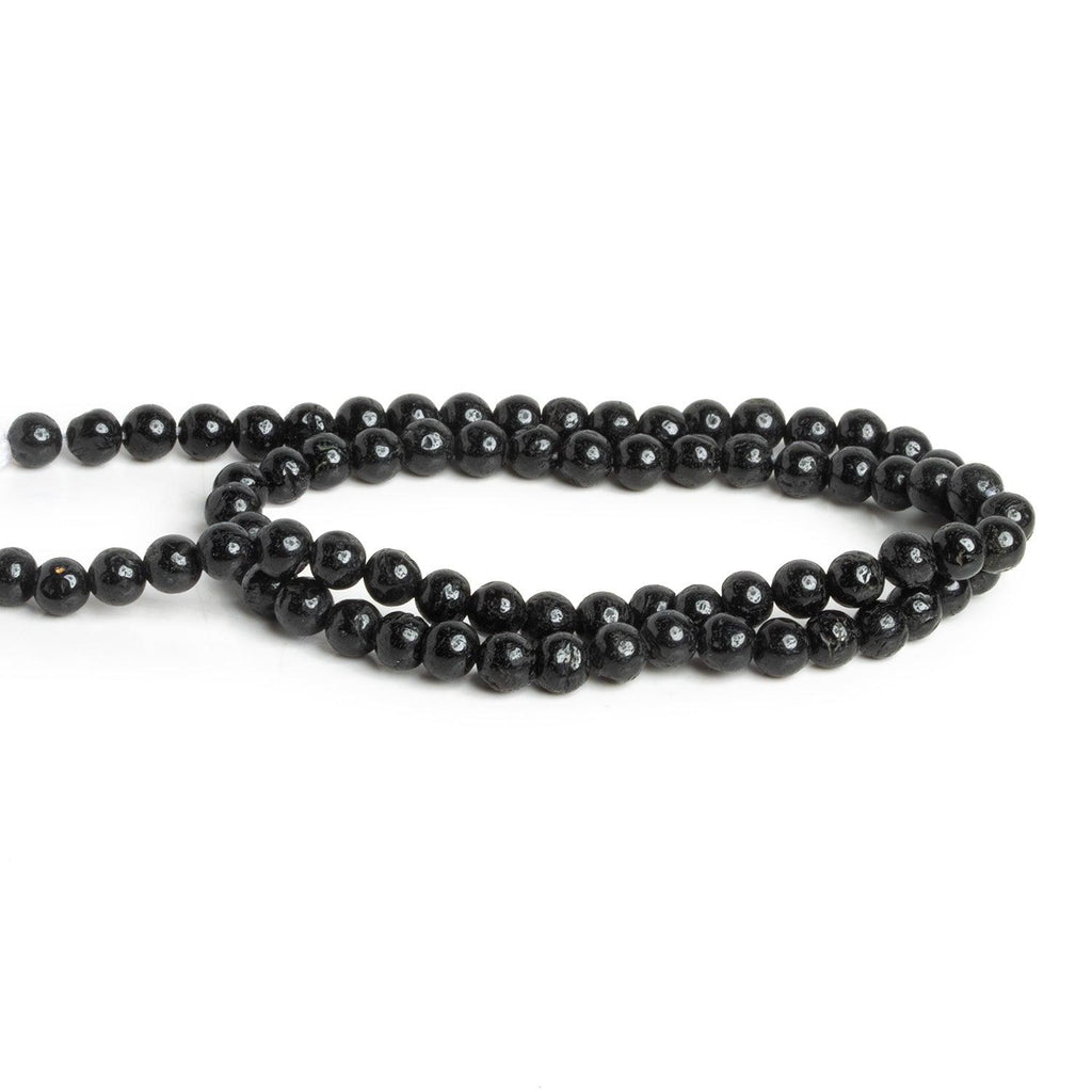 4-4.5mm Black Tourmaline Handcut Rounds 12 inch 75 beads - The Bead Traders