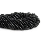 4-4.5mm Black Tourmaline Handcut Rounds 12 inch 75 beads - The Bead Traders