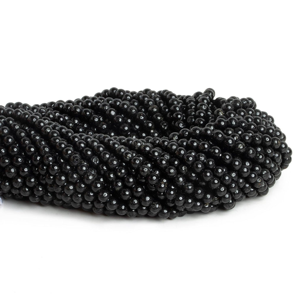 4-4.5mm Black Tourmaline Handcut Rounds 12 inch 75 beads - The Bead Traders