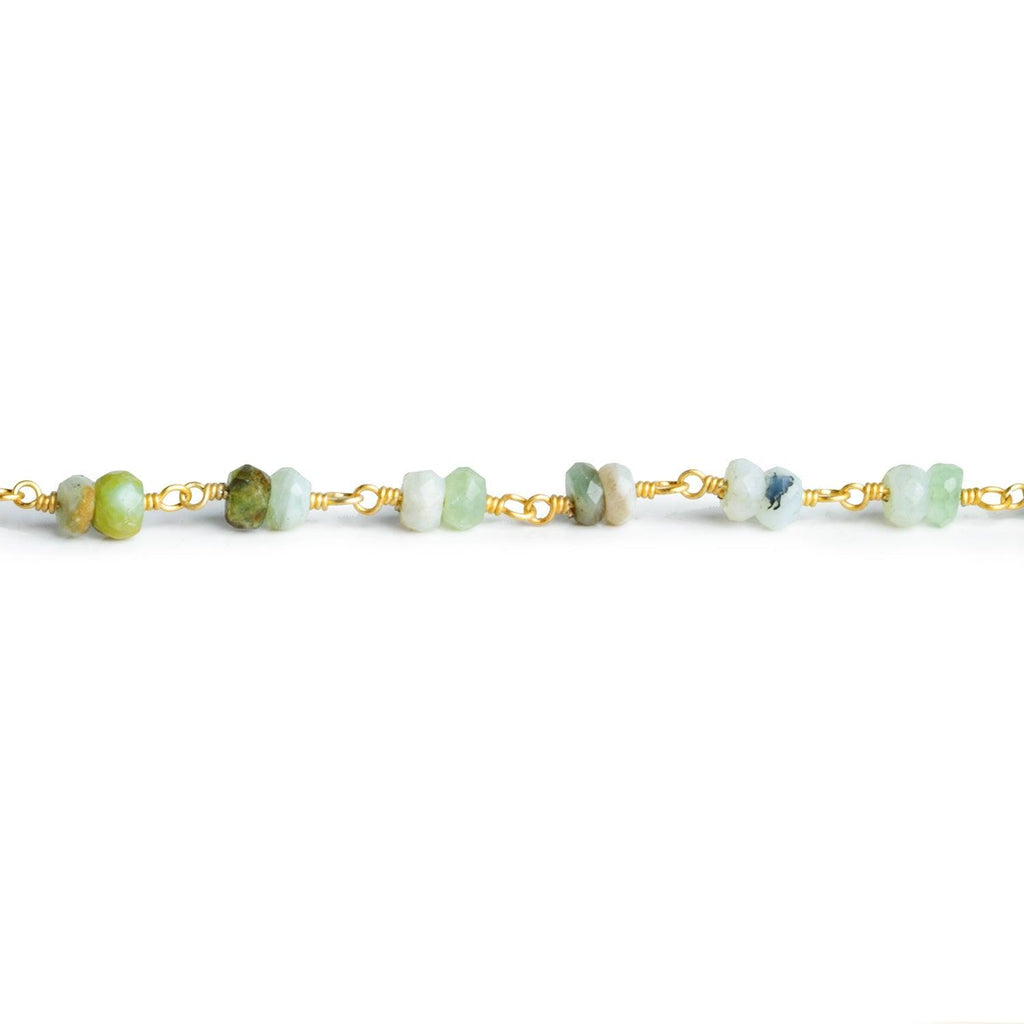 4-4.5mm Blue Peruvian Opal Rondelle Gold Chain 56 beads - The Bead Traders