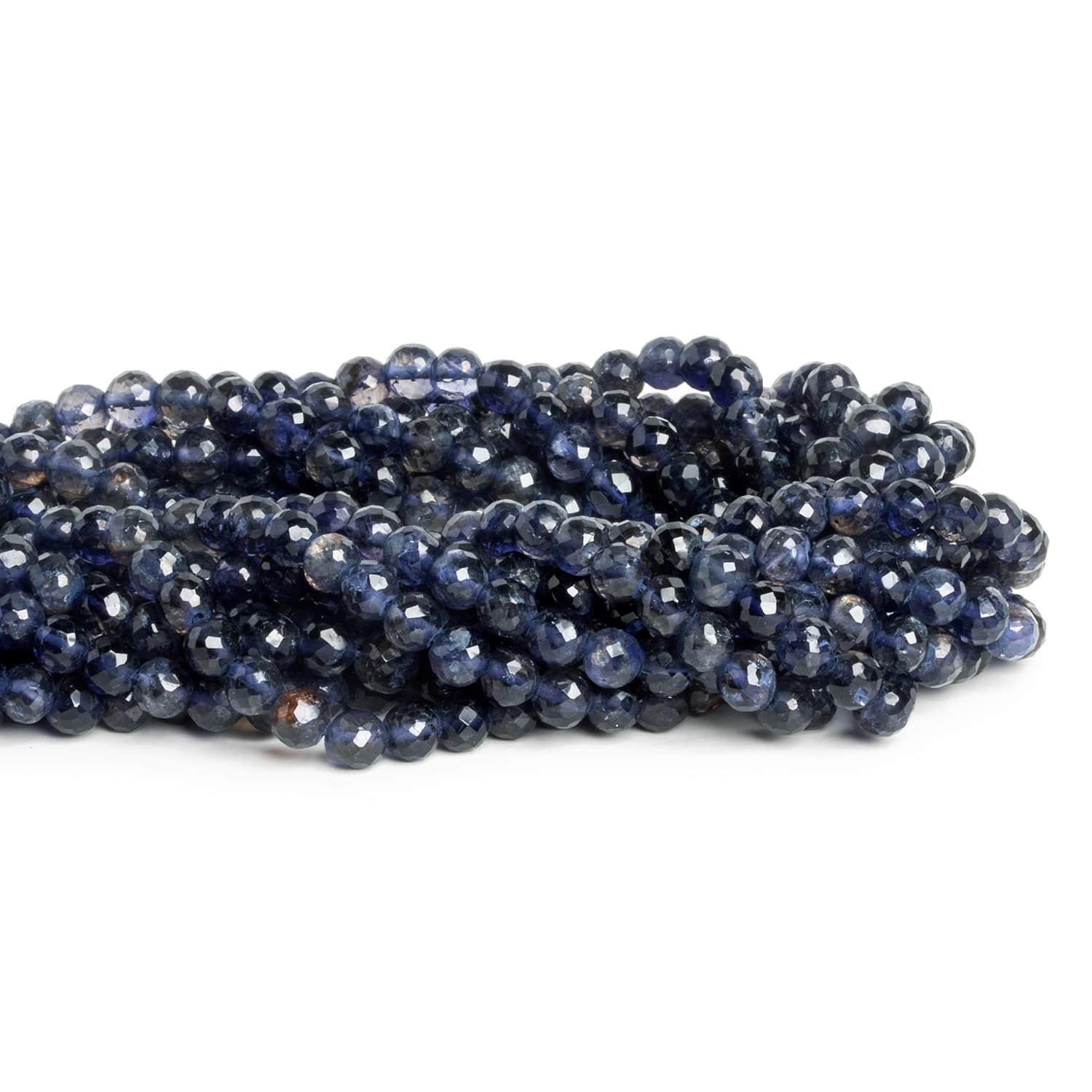 4-4.5mm Iolite Faceted Rounds 13 inch 75 beads - The Bead Traders