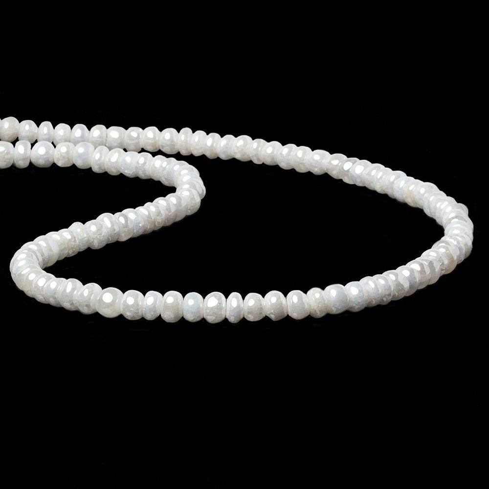 4-4.5mm Metallic Pearl White Quartz plain rondelles 15 inch 115 beads - The Bead Traders