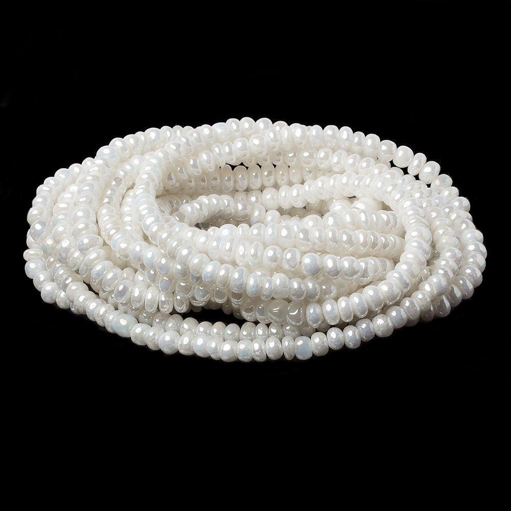 4-4.5mm Metallic Pearl White Quartz plain rondelles 15 inch 115 beads - The Bead Traders